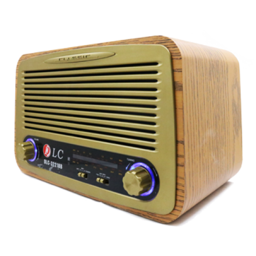 DLC-32218B RADIO BLUETOOTH USB Mp3 SPEAKER  راديو كلاسيكي لون خشبي متوسط الحجم من دي ال سي مع بلوتوث و يواس بي مناسب للغرف والمجالس كديكور فريد 